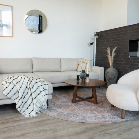 Table basse ronde Ø75cm MDF placage noyer - LYNIO