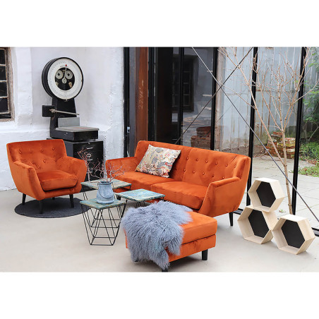 Lot de 3 Tables Basses Acier et Effet Marbre Bleu - ERLIO