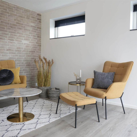 Table basse ronde Ø48 cm acier doré et verre cuivré - MEOIO