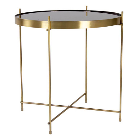 Table basse ronde Ø48 cm acier doré et verre cuivré - MEOIO