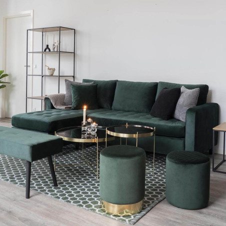 Table basse ronde Ø48 cm acier doré et verre cuivré - MEOIO