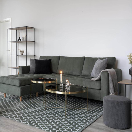 Table basse ronde Ø48 cm acier doré et verre cuivré - MEOIO