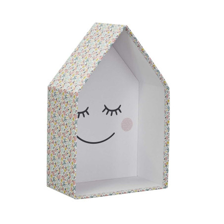 Lot de 3 boites gigognes en forme de maison rose et blanc - ARLEEN