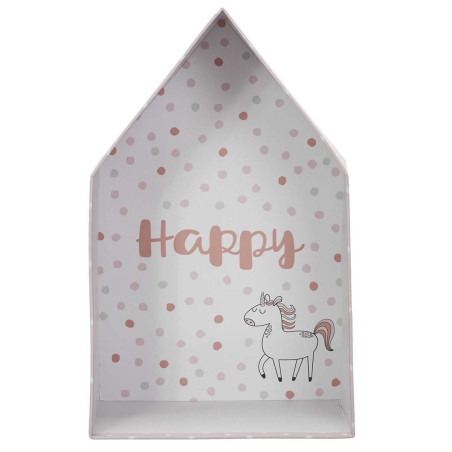 Lot de 3 boites gigognes en forme de maison rose et blanc - ARLEEN