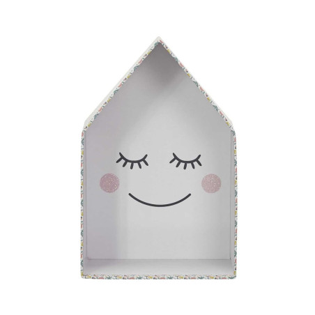 Lot de 3 boites gigognes en forme de maison rose et blanc - ARLEEN