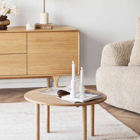 Table basse ronde Ø70 cm chêne naturel - JOSETTOR