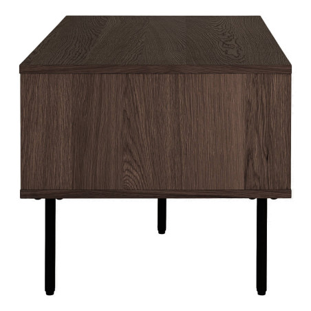 Table basse 2 tiroirs effet tasseaux teinté chêne foncé - LOWIA