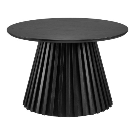 Table basse ronde pied central relief MDF placage chêne noir - DUBLIA