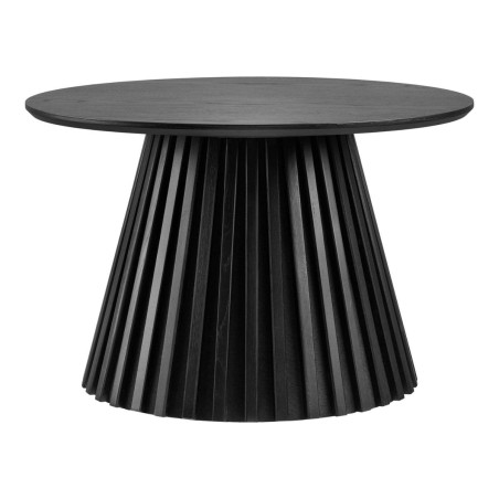 Table basse ronde pied central relief MDF placage chêne noir - DUBLIA