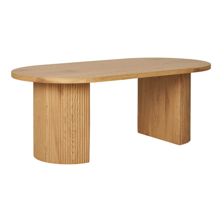 Table basse ovale pieds relief MDF effet bois naturel - ANKA