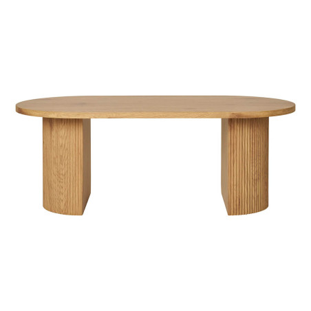 Table basse ovale pieds relief MDF effet bois naturel - ANKA