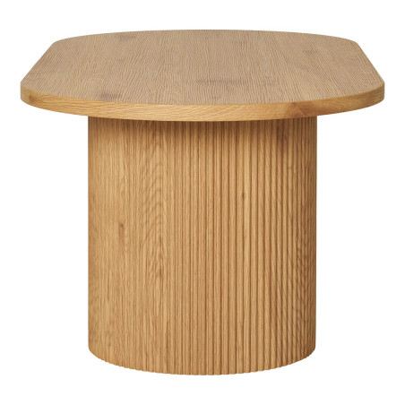 Table basse ovale pieds relief MDF effet bois naturel - ANKA