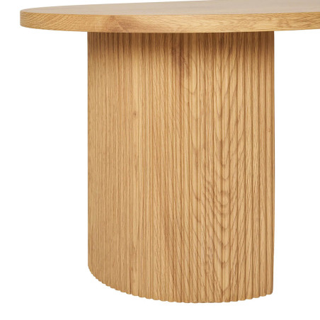 Table basse ovale pieds relief MDF effet bois naturel - ANKA