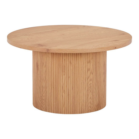 Table basse ronde 80 cm pieds relief MDF effet bois naturel - ANKA