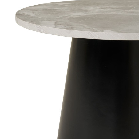 Table Basse Plateau MDF Aspect Marbre Pied Central Métal - KOELIRA