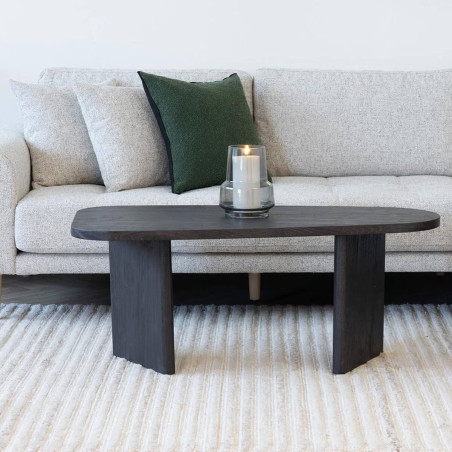 Table Basse en MDF Aspect Bois Foncé Pieds Asymétriques - VALIRA