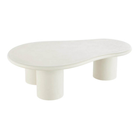 Table basse ovale 3 pieds aspect ciment blanc crème - PALMEIRA