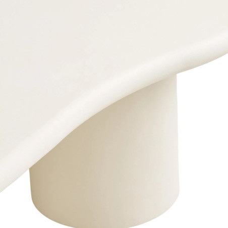 Table basse ovale 3 pieds aspect ciment blanc crème - PALMEIRA