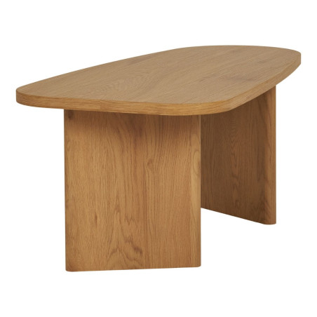 Table basse en MDF aspect bois clair, pieds asymétriques - VALIRA