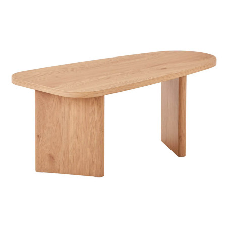 Table basse en MDF aspect bois clair, pieds asymétriques - VALIRA