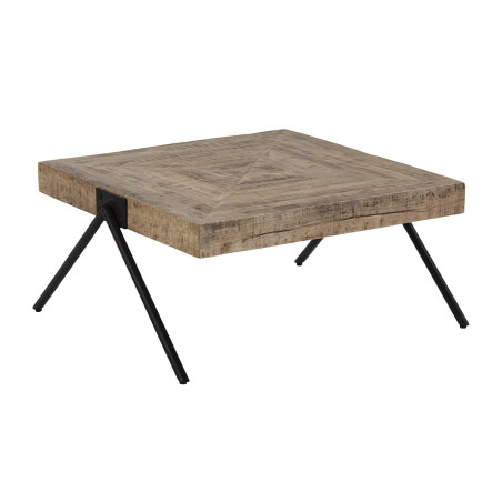 Table basse rectangulaire bois de manguier et métal noir - ECANEN