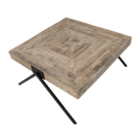 Table basse rectangulaire bois de manguier et métal noir - ECANEN