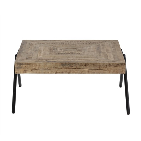Table basse rectangulaire bois de manguier et métal noir - ECANEN