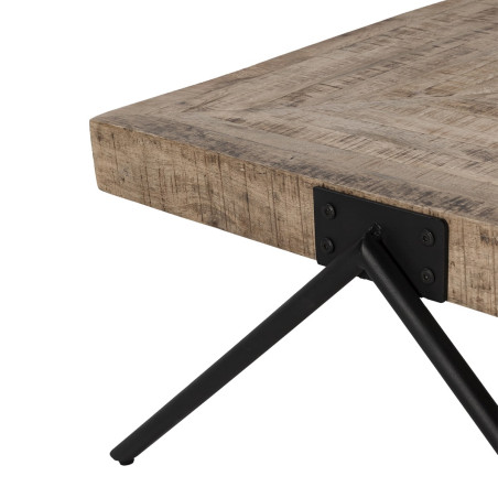 Table basse rectangulaire bois de manguier et métal noir - ECANEN