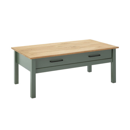 Table Basse Rectangulaire 1 Tiroir Bois Ciré Vert - TINIO