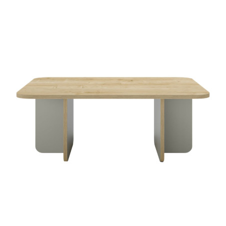 Table basse rectangulaire mélaminé bois et vert sauge - HESTIOR