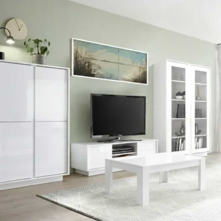 Table basse rectangulaire blanc laqué brillant - WEIRA