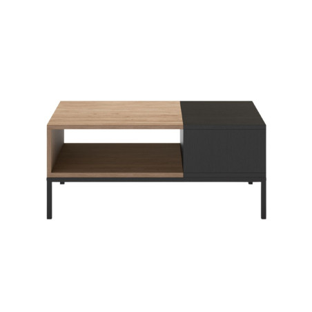 Table basse mélaminé bois et noir piètement métal laqué noir - CALLASOR