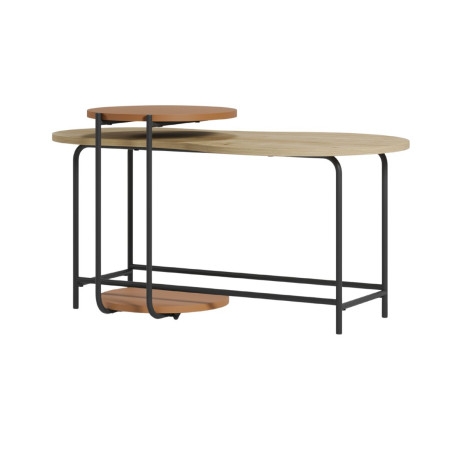 Tables basses gigogne plateau imitation bois et terracotta piètement métal noir - RHEIOR