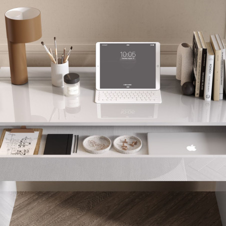 Bureau 110 cm avec tiroir blanc laqué brillant - SYNERGIZE