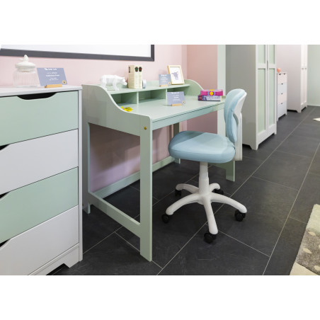 Bureau en pin vert d’eau avec compartiments - GLASEN