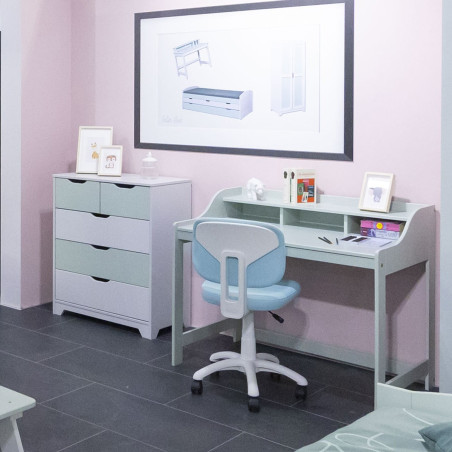 Bureau en pin vert d’eau avec compartiments - GLASEN