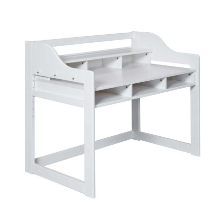 Bureau enfant réglable en hauteur en pin massif laqué blanc - GAELOR