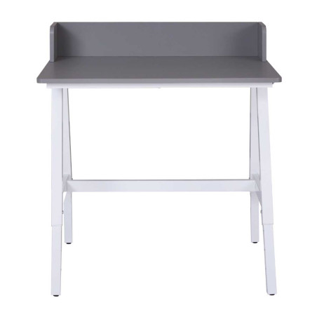 Bureau enfant réglable en hauteur MDF, plateau gris, piètement métal blanc - ELIOR
