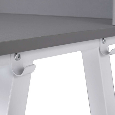 Bureau enfant réglable en hauteur MDF, plateau gris, piètement métal blanc - ELIOR