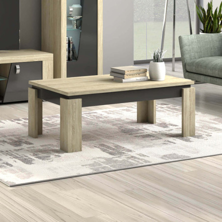 Table Basse Aspect Chêne Miel et Anthracite - GUEIO