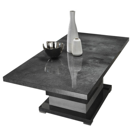 Table Basse à Pied Central Gris Aspect Pierre - HOFIO