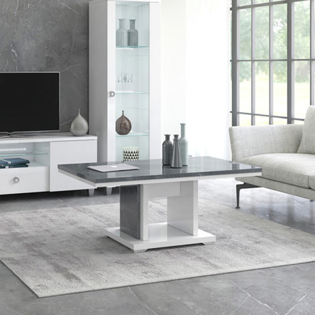 Table basse effet pierre avec pied central ouvert - MARYSE
