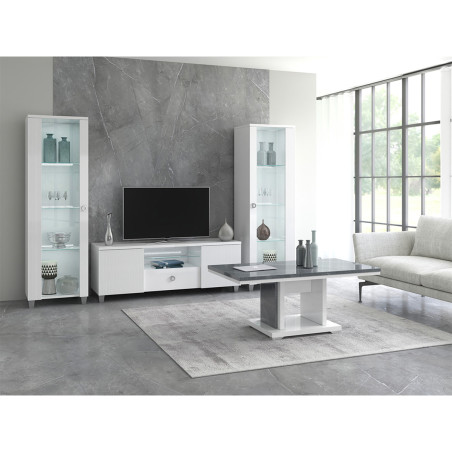 Table basse effet pierre avec pied central ouvert - MARYSE
