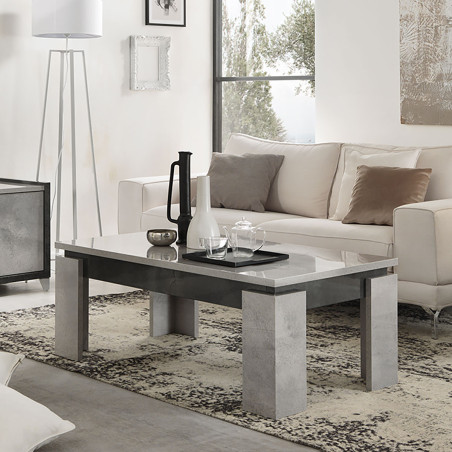 Table Basse à 4 Pieds Gris Aspect Pierre - HOFIO