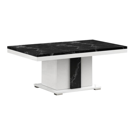 Table basse pied central blanc et aspect marbre noir - ARIA