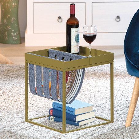 Table d'Appoint Verte avec Porte-Brochure - STACIA