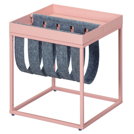 Table d'appoint rose avec porte-brochure - STACIA