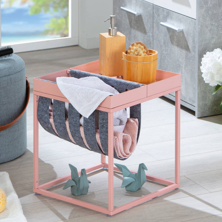 Table d'appoint rose avec porte-brochure - STACIA