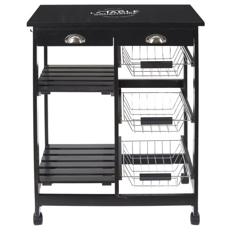 Desserte à Roulettes Noire Multi-Rangement - DRAGO