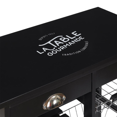 Desserte à Roulettes Noire Multi-Rangement - DRAGO